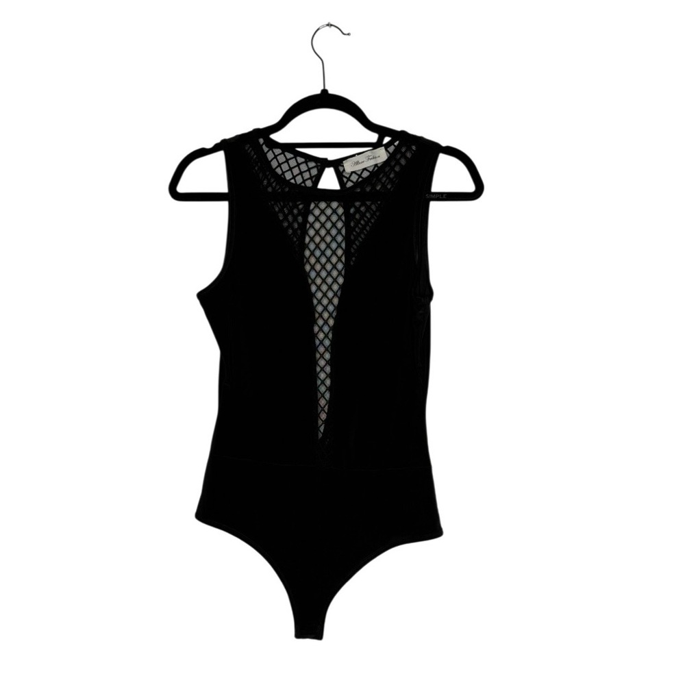 Allure Fashion Black‎ Sleeveless
Bodysuit Mesh Cutout Snap
Closure Sz S